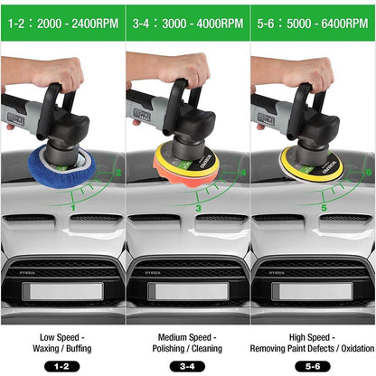WORKPRO 6400RPM 6 Inch Dual Action Buffer Polisher Kit w/ 6 Variable Speeds