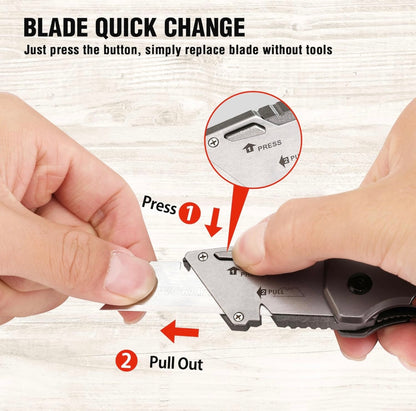 WORKPRO Quick-Change Blade Folding Utility Knife w/ Stainless Steel Head & Liner Lock