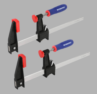WORKPRO 2Pk 6”/12” Quick-Release Steel Bar Clamps Set w/ 2-1/2" Throat