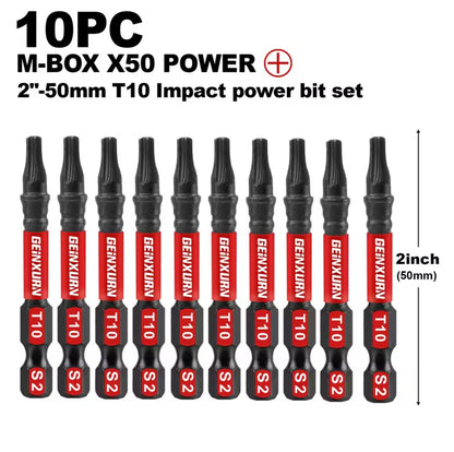 GEINXURN 10PC 2” M-BOX X50 Impact Power Bit Set - T10