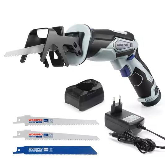 WORKPRO 12V Cordless Reciprocating Saw W/ Clamping Jaw + Charger & 3 Blades