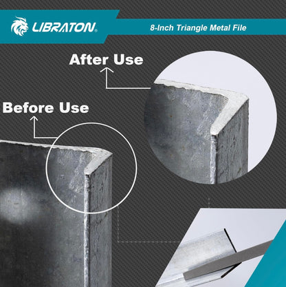 LIBRATON 8” Triangle Metal File w/ Ergonomic Handle