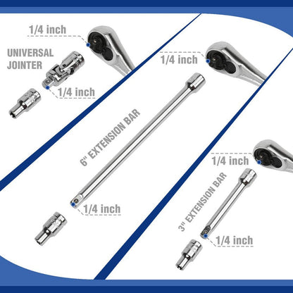 WORKPRO 70Pc Socket Set- 1/4” Metric & SAE