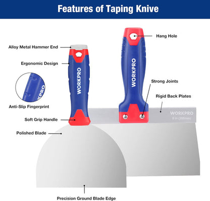 WORKPRO DryWall Tools - Taping Knives, Putty Knife, Paint Scraper, Mud Pan