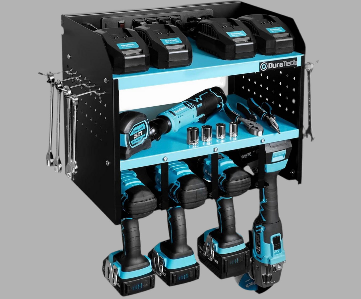 DURATECH Power Tool Organizer Wall Mount w/ Power Strip