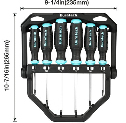DURATECH 6PC Magenetic Screwdriver Set, Torx w/ 180° Rotating Storage Rack