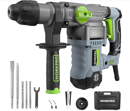 WORKPRO Heavy-Duty 12.5AMP Premium 1-1/4” SDS-Plus Rotary Hammer Drill