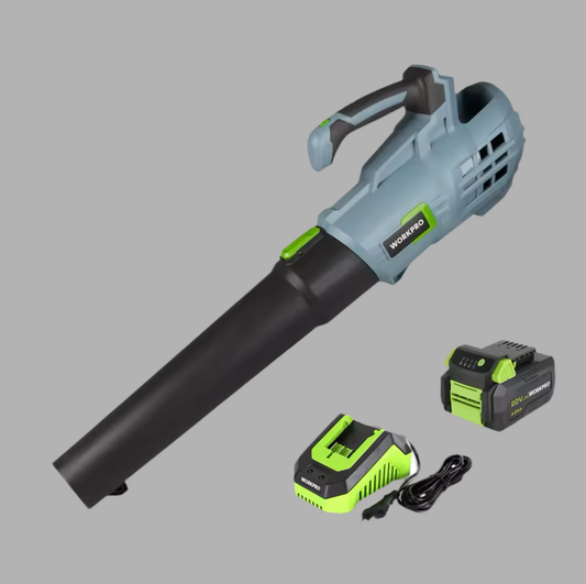 WORKPRO 20V Cordless Leaf Blower w/ 5 Adjustable Speeds, 4.0Ah Larger Capacity Battery and Quick Charger Included