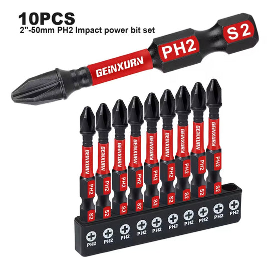 GEINXURN 10PC 2” Impact Driver Bit Set- Phillips #2