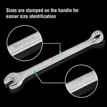 DURATECH 5PC Long Pattern Combination Wrench Set, SAE, 1" to 1-1/4", 12 Point, w/ Rolling Pouch