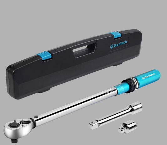 DURATECH 1/2-Inch Drive Click Torque Wrench, 30-160 Ft-lb, w/ Socket Adapter, Extensions Bar, Storage Case