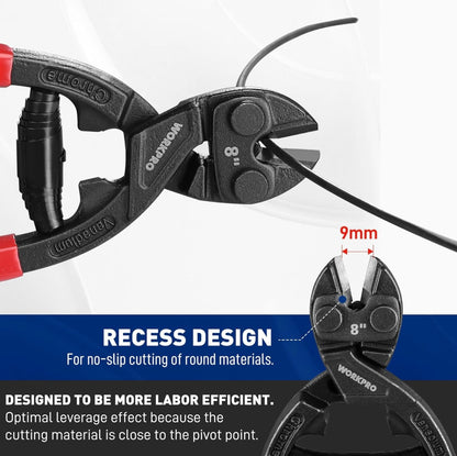 WORKPRO 8” Mini Bolt Cutter w/ Recess & Spring