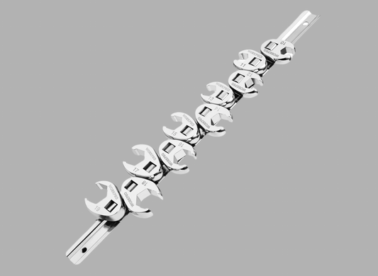 WORKPRO 10Pc 3/8" Drive Crowfoot Flare Nut Wrench Set, Metric 10-19mm, w/ Storage Rail