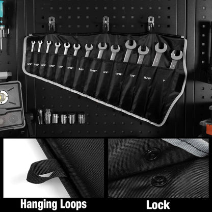 DURATECH 13PC Flex-Head Ratcheting Combination Wrench Set, SAE, 5/16'' to 1'', w/ Rolling Pouch