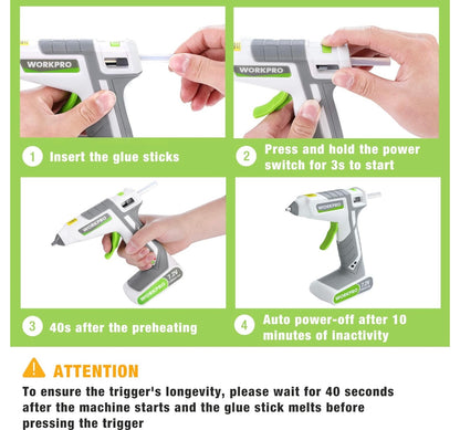 WORKPRO 7.2V Cordless Hot Melt Glue Gun