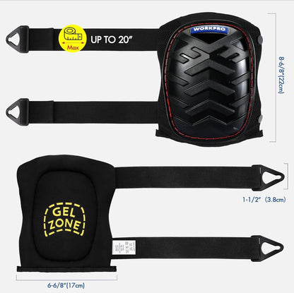 WORKPRO Safety Knee Pads w/ Ergonomic Gel Cushion and Foam Padding, Adjustable Buckle Straps, Durable Buttons