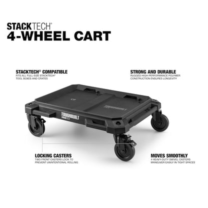 TOUGHBUILT STACKTECH Plastic/Metal Rolling Tool Box Mount 4-Wheel Cart
