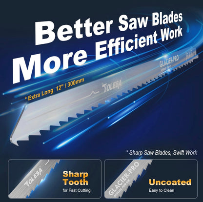 TOLESA 12-Inch Frozen Meat Bone Food Reciprocating Saw Blades 5-Pack, 3 TPI Stainless Steel Reciprocating Saw Blade for Splitting/Processing