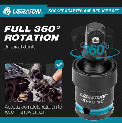 LIBRATON 20PCS Impact Socket Adapter and Reducer Set