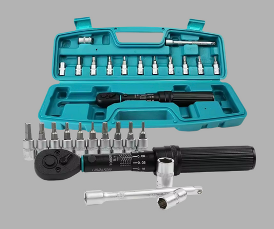 LIBRATON 14PC 1/4” Drive ClickTorque Wrench Set, 1-6N.m w/ Hex Bits, Torx Bits, Sockets, 1/4” Extensions
