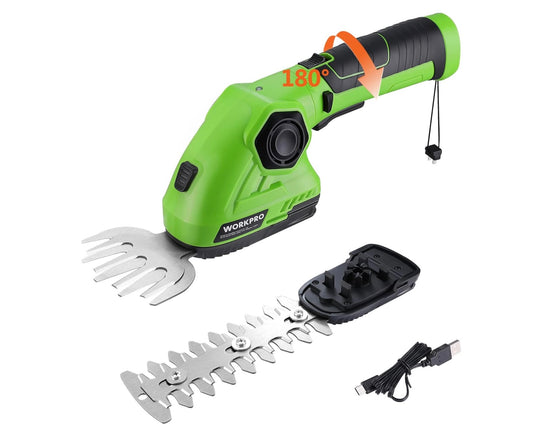 WORKPRO 7.2V 2-IN-1 Cordless Handheld Grass Shear & Shrubbery Trimmer