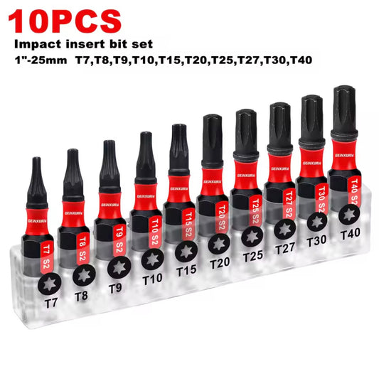 GEINXURN 10PC 1” Torx Impact Driver Bit Set