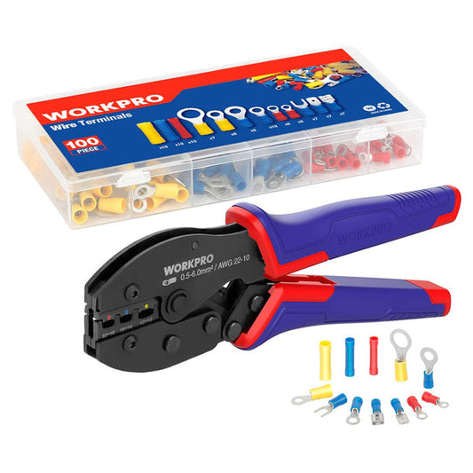 WORKPRO 100Pc Crimping Tool Kit (AWG 22-10)