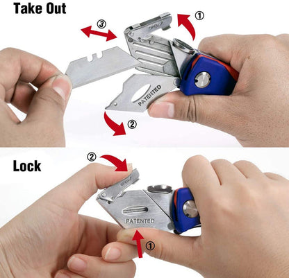 WORKPRO Quick-Change Folding Utility Knife w/ Thumb Rest & Blade Storage