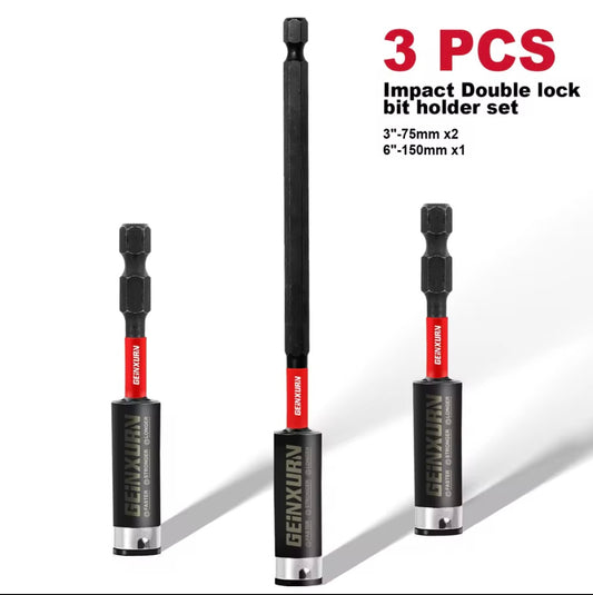 GEINXURN 3PC 3” & 6” Double-Lock Impact Bit Holder Set