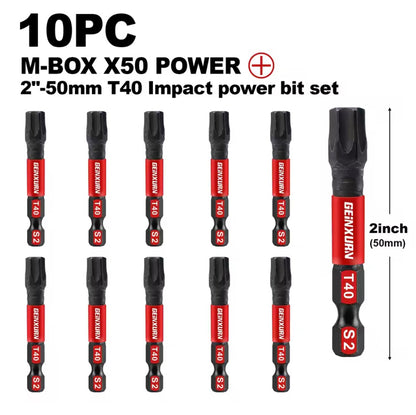 GEINXURN 10PC 2” M-BOX X50 Impact Power Bit Set - T40