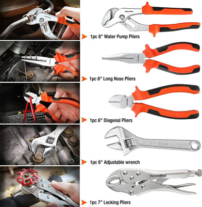 ValueMax 218PC Basic Household Repair Tool Kit w/ 13” Large Opening Tool Bag