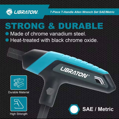 LIBRATON 7PC T-Handle Allen Wrench Set - Metric/SAE