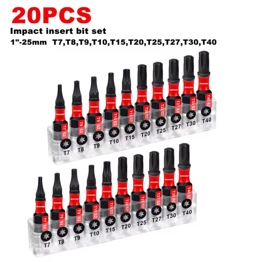 GEINXURN 20PC 1” Torx Impact Driver Bit Set
