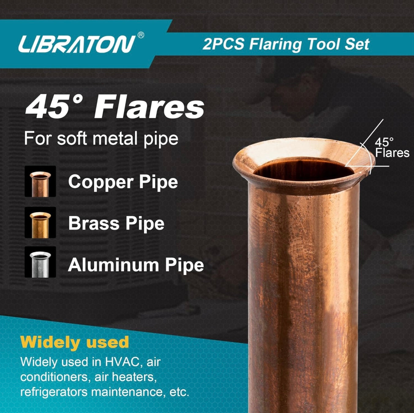 LIBRATON 45° Eccentric Single Flare Tool Kit for 1/4"-3/4"