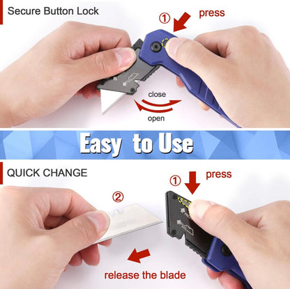 WORKPRO Quick-Change Folding Utility Knife & Retractable Snap-Off Box Cutter w/ Extra Blades