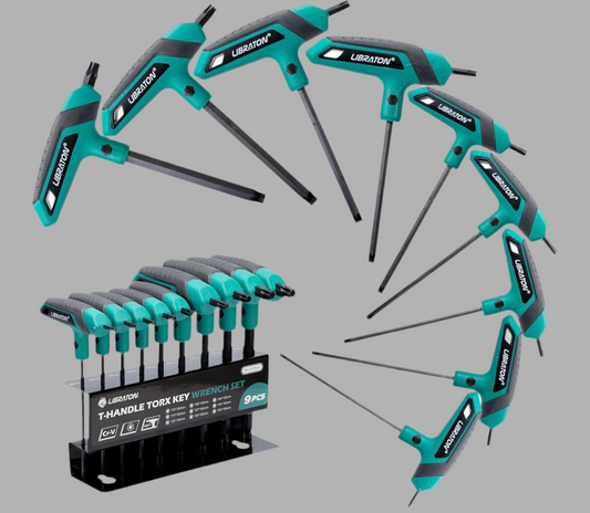LIBRATON 9PC T-Handle Torx Wrench Set w/ Storage Rack, Two-Tip Design