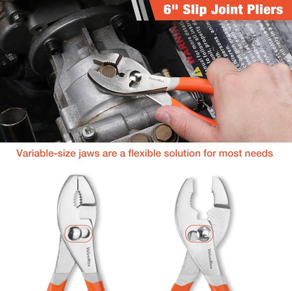ValueMax 8PC Pliers & Wrench Set w/ Linesman, Locking, Needle Nose, Groove Joint, Slip Joint, Diagonal Pliers, Adjustable Wrench