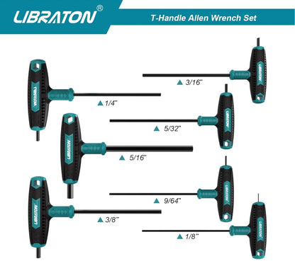 LIBRATON 7PC T Handle Allen Wrench Set- SAE w/ Storage Box