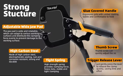 TOLESA 1/3PC 6.75” Heavy-Duty C Clamp