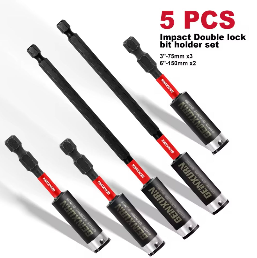GEINXURN 5PC 3” & 6” Double-Lock Impact Bit Holder Set