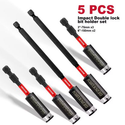 GEINXURN 5PC 3” & 6” Double-Lock Impact Bit Holder Set