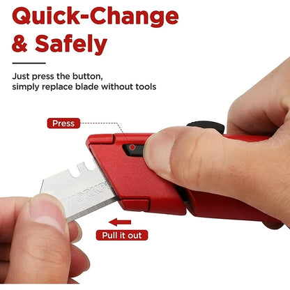 WORKPRO Quick-Change Retractable Box Cutter w/ Extra SK5 Blades