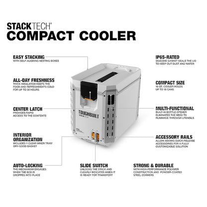 TOUGHBUILT STACKTECH Compact White 16-Quart Insulated Chest Cooler