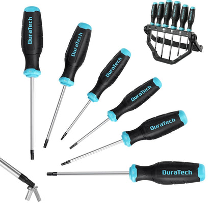 DURATECH 6PC Magenetic Screwdriver Set, Torx w/ 180° Rotating Storage Rack