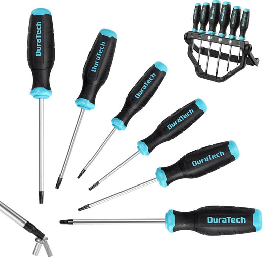 DURATECH 6PC Magenetic Screwdriver Set, Torx w/ 180° Rotating Storage Rack