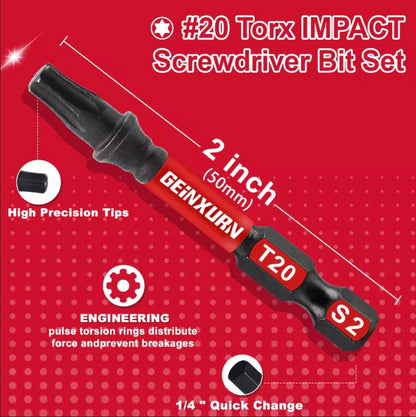 GEINXURN 21PC 2” Torx Impact Driver Bit Set w/ 3” Bit Holder Extension
