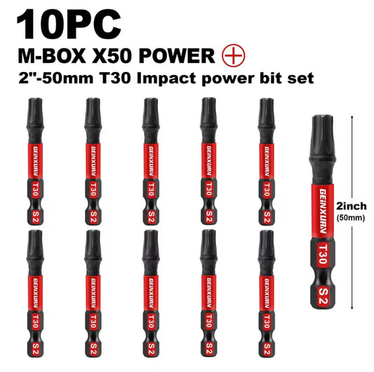 GEINXURN 10PC 2” M-BOX X50 Impact Power Bit Set - T30