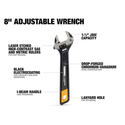 TOUGHBUILT 8” Adjustable Wrench