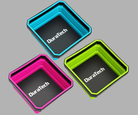 DURATECH 3PK Magnetic Silicone Foldable Parts Tray Set w/ Double-Sided Magnetic Base