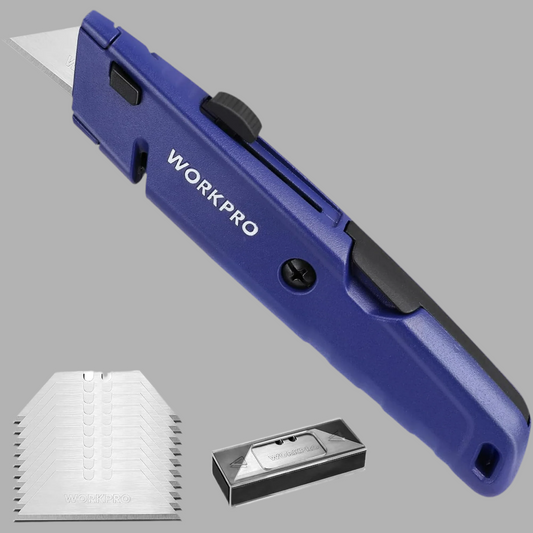 WORKPRO Quick-Change Retractable Box Cutter w/ Extra SK5 Blades